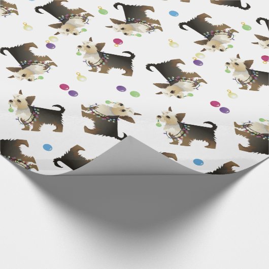 Yorkie Christmas Dog Pattern Wrapping Paper Geschenkpapier (Ecke)