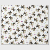 Yorkie Christmas Dog Pattern Wrapping Paper Geschenkpapier (Flach)