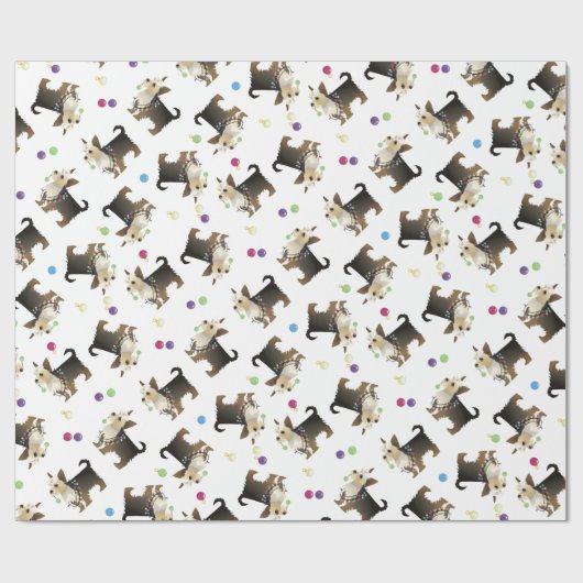 Yorkie Christmas Dog Pattern Wrapping Paper Geschenkpapier (Flach)