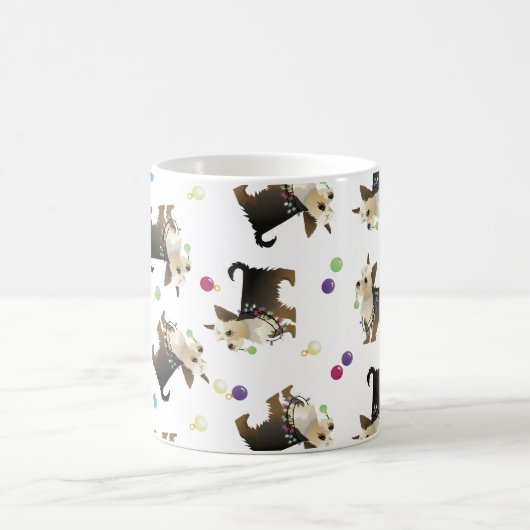 Yorkie Christmas Dog Seamless Pattern Tasse (Mittel)