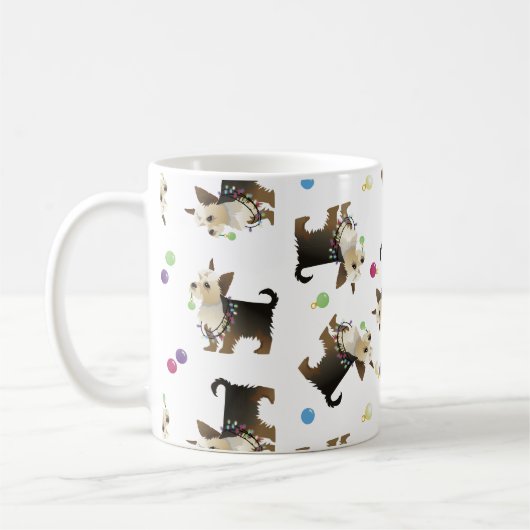 Yorkie Christmas Dog Seamless Pattern Tasse (Links)