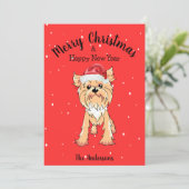Yorkie Christmas Feiertagskarte (Stehend Vorderseite)