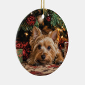 Yorkie Christmas Keramik Ornament (Rechts)