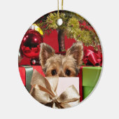 Yorkie Christmas Keramik Ornament (Links)
