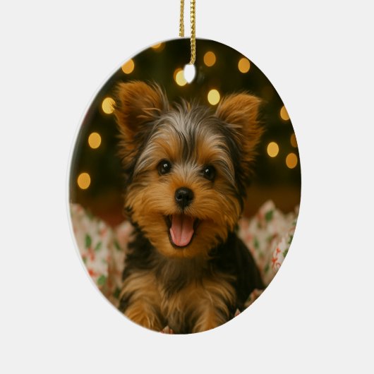 Yorkie Christmas Keramik Ornament (Rechts)