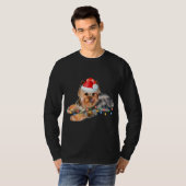 Yorkie Christmas Light Puppy Dog Xmas Funny T-Shirt (Vorne ganz)
