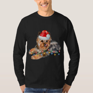 Yorkie Christmas Light Puppy Dog Xmas Funny T-Shirt