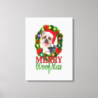 YORKIE CHRISTMAS MERRY WOOFMAS Dog Lover Yorkshire Leinwanddruck