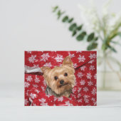 Yorkie Christmas Postkarte (Stehend Vorderseite)