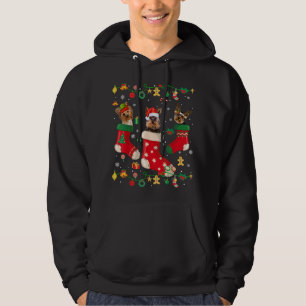 Yorkie Christmas Socks Tree Light Xmas Weihnachtsm Hoodie