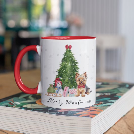 Yorkie Christmas Tasse Merry Woofmas Funny Dog Lie