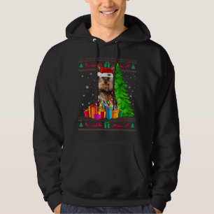 Yorkie Christmas Tree Light Weihnachtsmannmütze Do Hoodie
