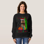Yorkie Christmas Tree Light Weihnachtsmannmütze Do Sweatshirt (Vorne ganz)