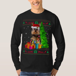 Yorkie Christmas Tree Light Weihnachtsmannmütze Do T-Shirt