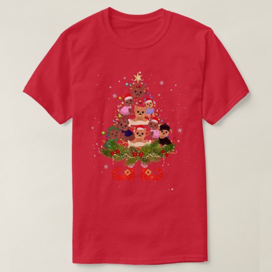 Yorkie Christmas Tree Lights Niedliche Weihnachtsm T-Shirt (Design vorne)