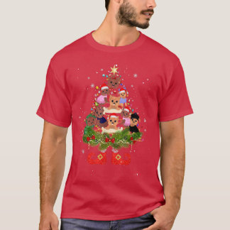 Yorkie Christmas Tree Lights Niedliche Weihnachtsm T-Shirt