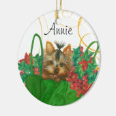 Yorkie Christmas Tree Ornament mit Holly (Links)