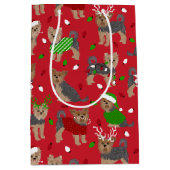 Yorkie Christmas Yorkshire Terrier Dog Mittlere Geschenktüte (Vorderseite)