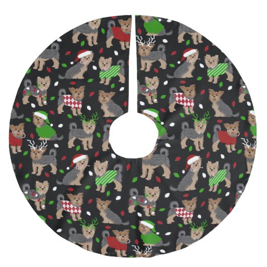 Yorkie Christmas Yorkshire Terrier Dog Polyester Weihnachtsbaumdecke (Vorderseite)