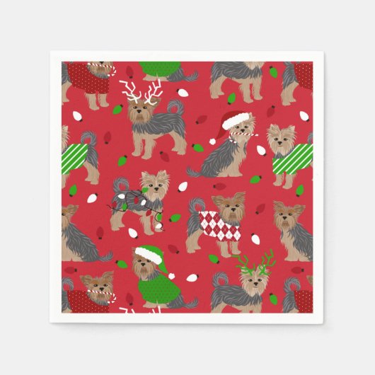 Yorkie Christmas Yorkshire Terrier Dog Serviette (Vorderseite)