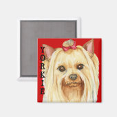 Yorkie Color Block Magnet (Vorderseite/Rückseite)