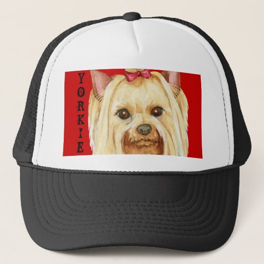 Yorkie Color Block Trucker Hat Truckerkappe (Vorderseite)