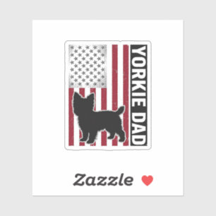 Yorkie Dad Patriotisch Vintage Gravur Hund-Shirt D Aufkleber