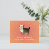 Yorkie denken an euch Design. Postkarte (Stehend Vorderseite)