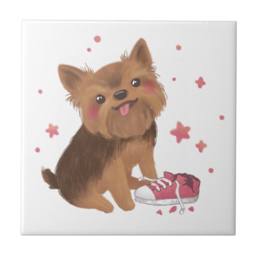 Yorkie der Niedlichste Trouble Maker Fliese (Vorderseite)