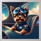 Yorkie, die in der Flugzeug-KI fliegt, erzeugt Hun Poster (Vorne)