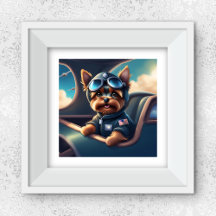 Yorkie, die in der Flugzeug-KI fliegt, erzeugt Hun