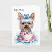 "Yorkie", die Yorkshire Terrier - Dog Cake Birthda Karte (Vorderseite)
