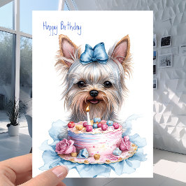 "Yorkie", die Yorkshire Terrier - Dog Cake Birthda Karte