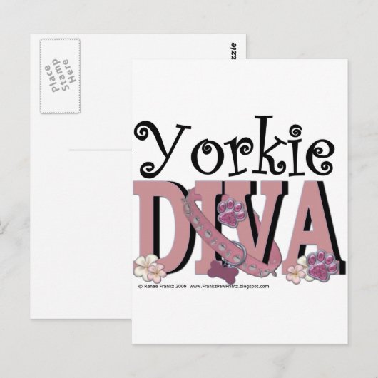 Yorkie DIVA Postkarte (Vorne/Hinten)