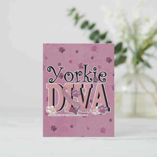 Yorkie DIVA Postkarte (Stehend Vorderseite)