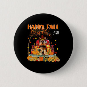 Yorkie Dog Autumn Fall Pumpkin Truck Mappe Thanksg Button