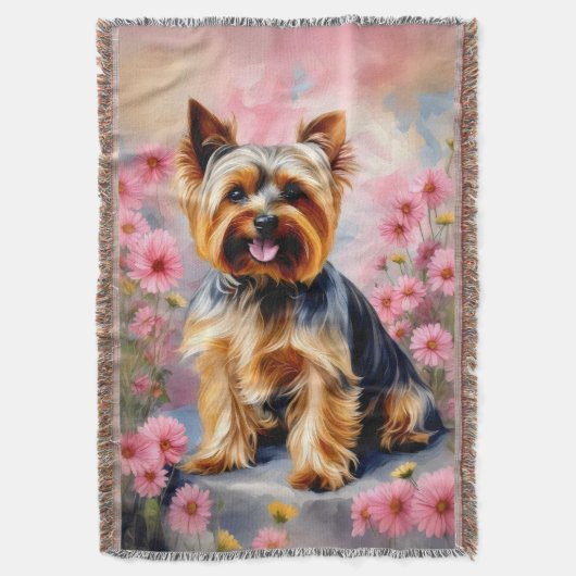 Yorkie Dog Blume Decke (Vorderseite Vertikal)
