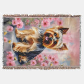 Yorkie Dog Blume Decke (Vorderseite)