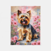 Yorkie Dog Blume Fleecedecke (Vorderseite)