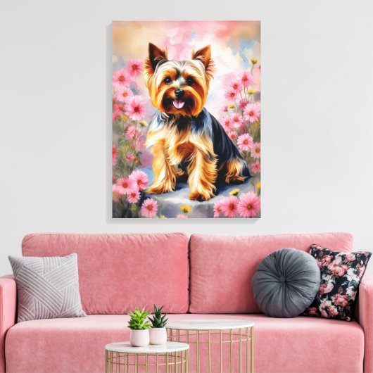 Yorkie Dog Blume Leinwanddruck (Insitu (Wohnzimmer))