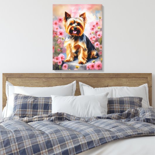 Yorkie Dog Blume Leinwanddruck (Insitu (Schlafzimmer))