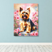 Yorkie Dog Blume Leinwanddruck (Insitu (Holzboden))