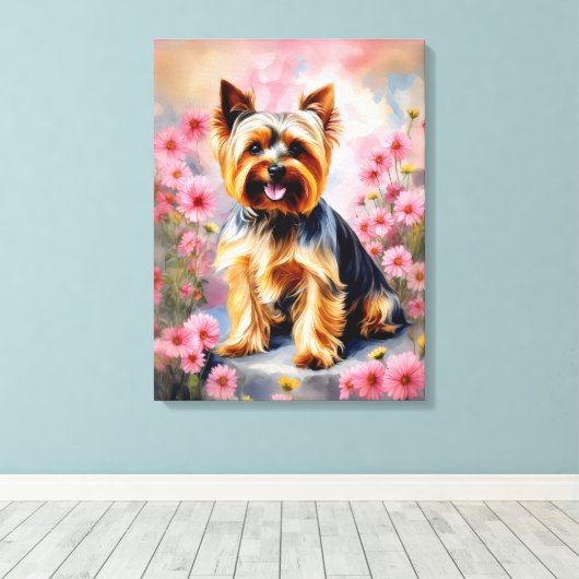 Yorkie Dog Blume Leinwanddruck (Insitu (Holzboden))