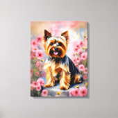 Yorkie Dog Blume Leinwanddruck (Vorderseite)