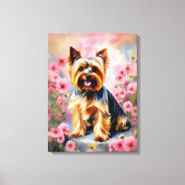 Yorkie Dog Blume Leinwanddruck
