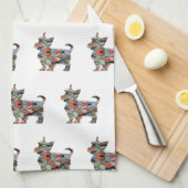 Yorkie Dog Breed Geo Silhouette Kariert Geschirrtuch (Viertel Falte)