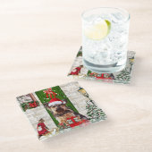 Yorkie Dog Christmas Glasuntersetzer (Schrägansicht)