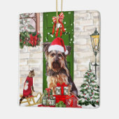 Yorkie Dog Christmas Keramikornament (Links)