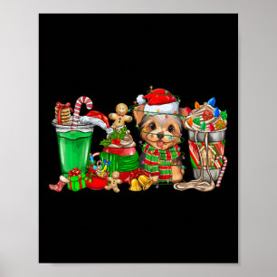 Yorkie Dog Christmas Pajamas Kaffee Latte Tasse Xm Poster