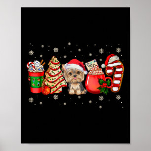 Yorkie Dog Christmas Pajamas Kaffee Latte Tasse Xm Poster